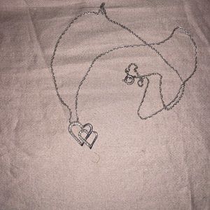 Double swarovski crystal heart necklace